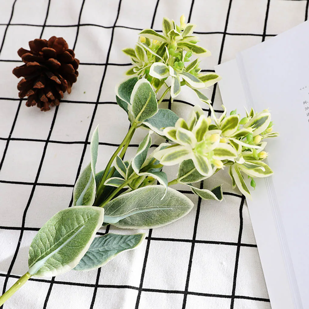 Искусственные растения Альпийский снег лист бело-зеленый имитация украшение для