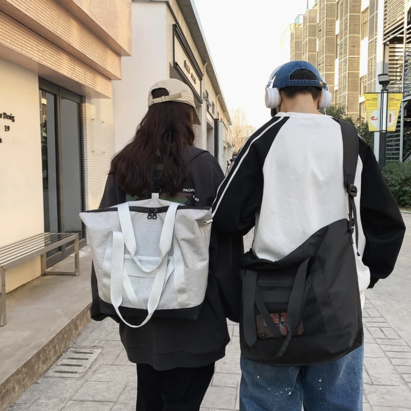 

New Fashion Multifunction Bag Large Capacity Black Backpack Unisex White Shoulder Bag Travel Sports Handbag Simple Messenger Bag