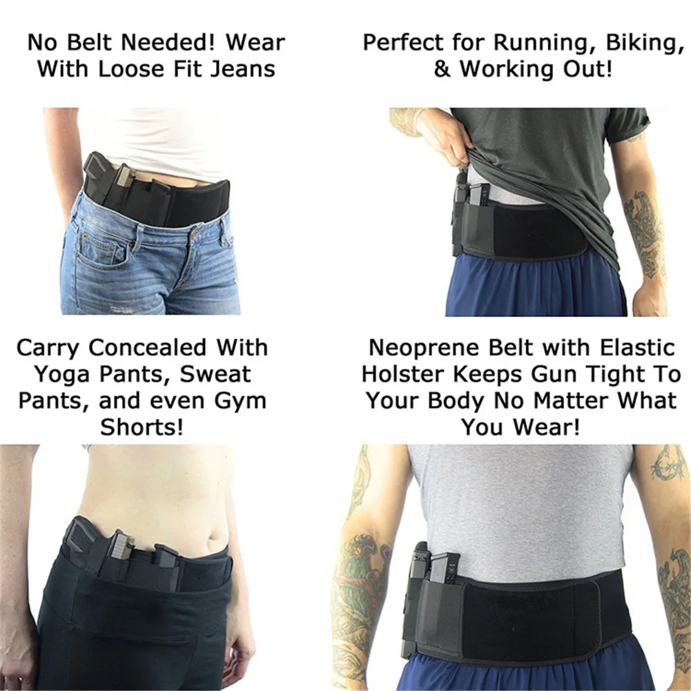 

Tactical Concealed Carry Belly Belt Holster & 2 Magzine Pouche For Glock