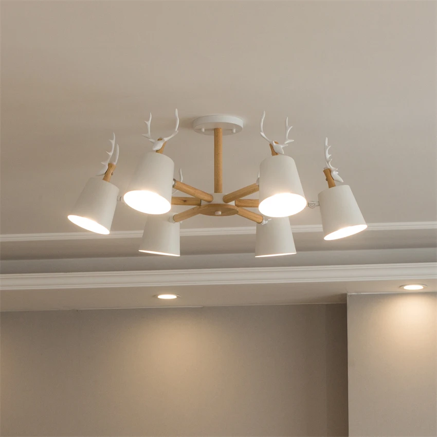 Деревянные люстры в скандинавском стиле с рогами современные светильники для
