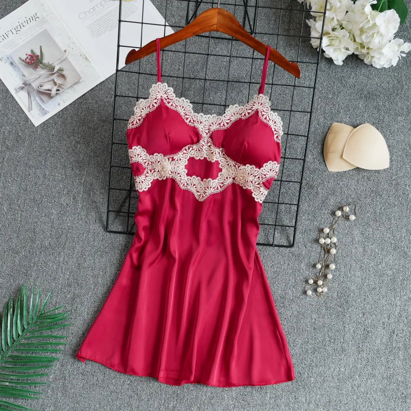 Атласное Ночное платье женская элегантная ночная рубашка сексуальная