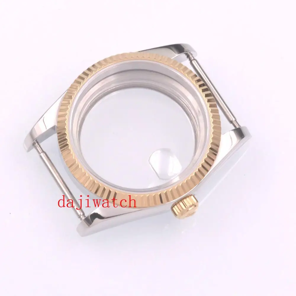 2020 Новый роскошный чехол Parnis 36 мм из серебристого золота сапфирового стекла для