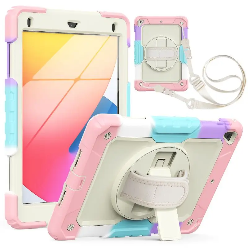 

For Ipad 9.7 2017 2018 Pro 9.7 ipad Air 2 Case Kids Safe Foam Shockproof Shoulder Hand Strap Stand Tablet Cover