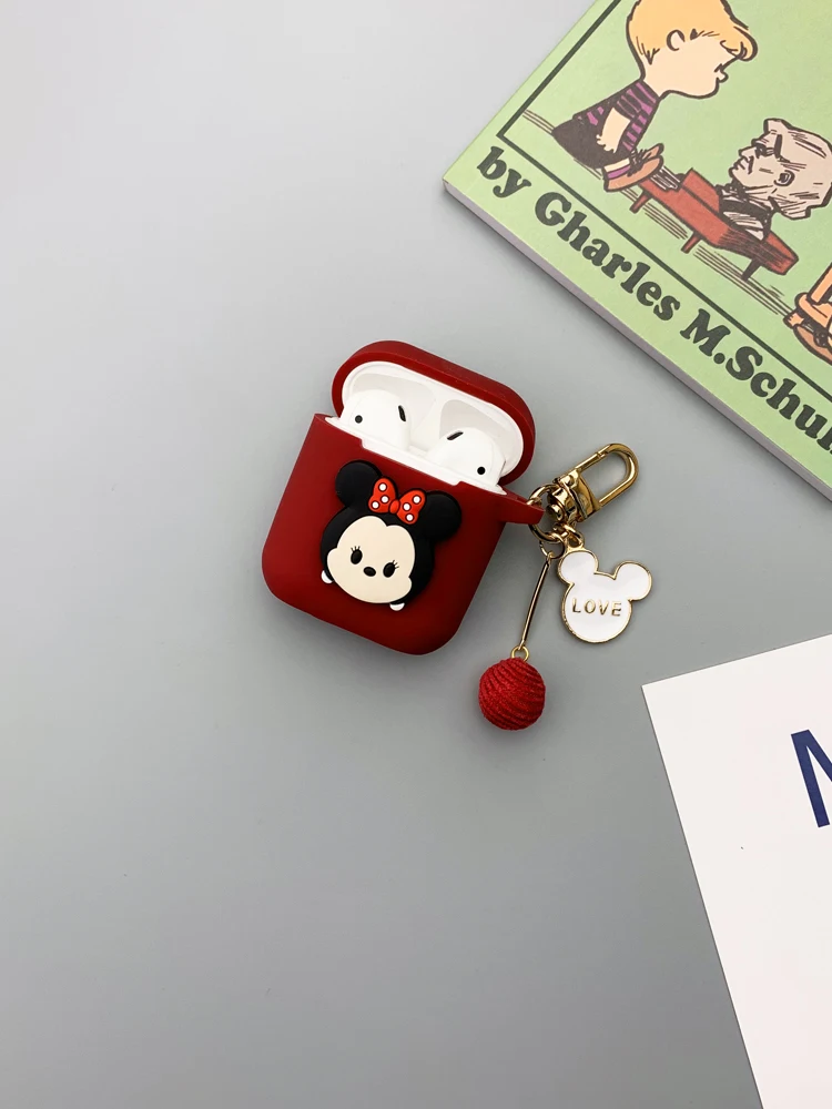 Милый брелок Микки Маус мультяшный чехол для Airpods Bluetooth беспроводной защитный чехол для AirPods силиконовый чехол для зарядки