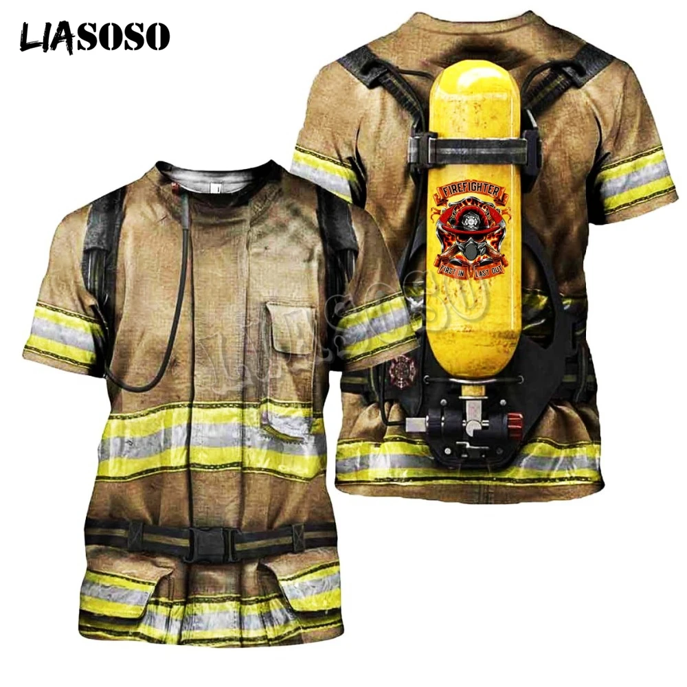 Мужская одежда пожарный костюм 3d печатная Футболка с графикой harajuku футболка