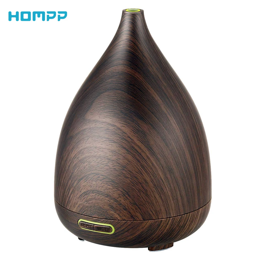

200ml Essential Oil Diffuser Wood Grain Vase Shaped Ultrasonic Aromatherapy Humidifier Adjustable Mist Mode Waterless Auto Off