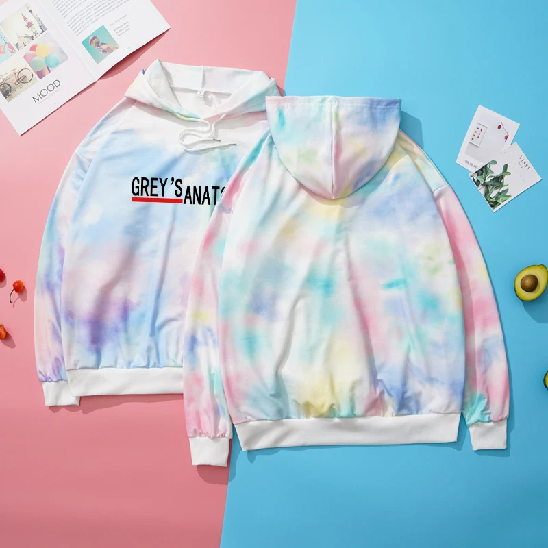 

Grey's Anatomy Hoodies Sweatshirt Women New Casual Harajuku Funny Letter Print Tie Dyed Tops Loose Sweat Femme Sudaderas Clothes