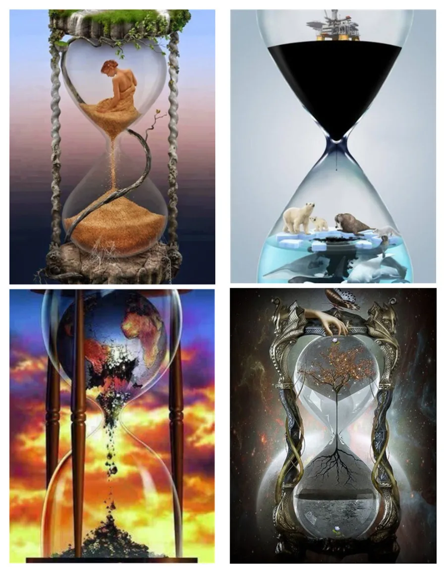 Полностью Алмазная вышивка песочные часы демонстрация живописной местности 5D