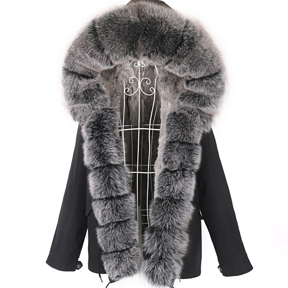 short winter jacket women parka real fur coat waterproof big natural fox fur collar hooded rabbit fur liner streetwear