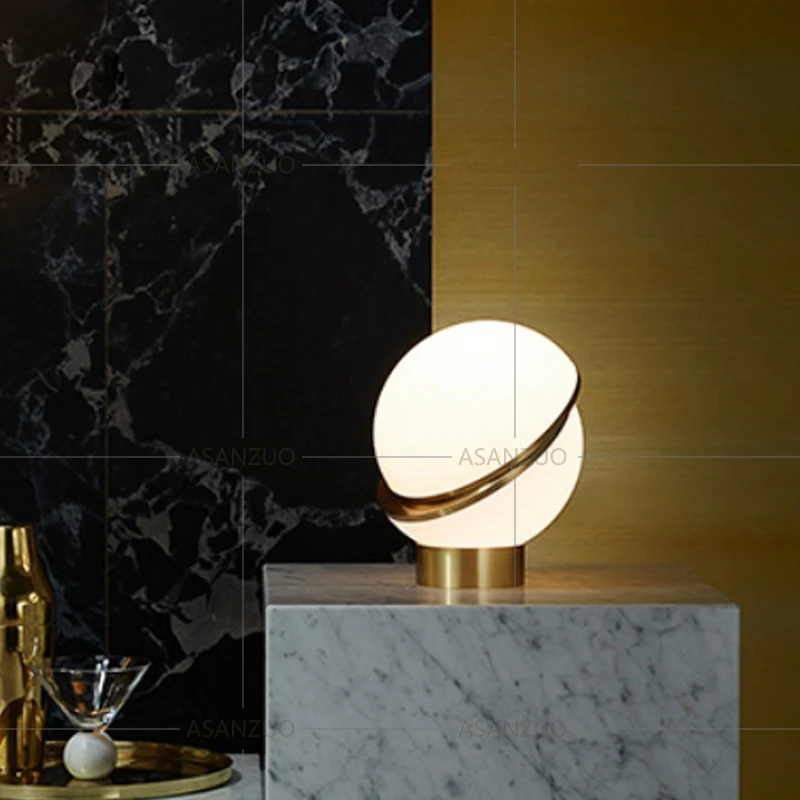 Настольные лампы в скандинавском стиле круглые белые для спальни прикроватная