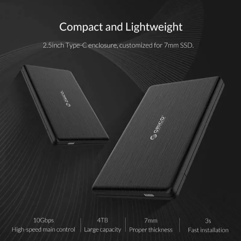 ORICO 2578C3-G2 HDD, чехол-корпус 2,5 дюйма SATA к USB 3,1 Gen 2 type C внешний жесткий диск ssd-бокс 10 Гбит/с 4 ТБ HD UASP