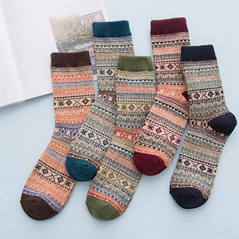 

Winter Thick Warm Striped Wool Socks Casual Sock Business Male Socks