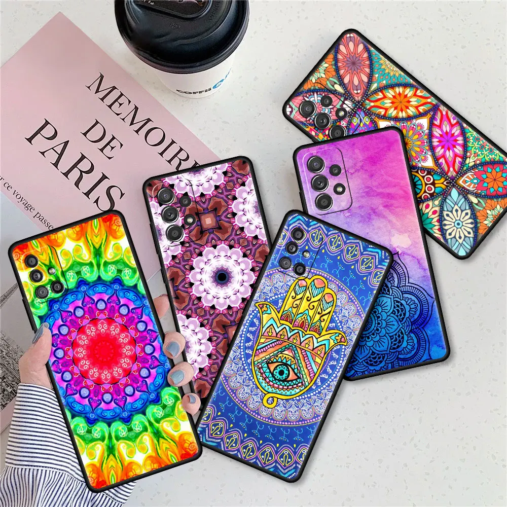 

Soft Case for Samsung A51 A12 A52 A21s A71 Phone Capa For Galaxy A32 A31 A02s A72 A11 A41 A22 A03s Cover Mandala Flower Totem