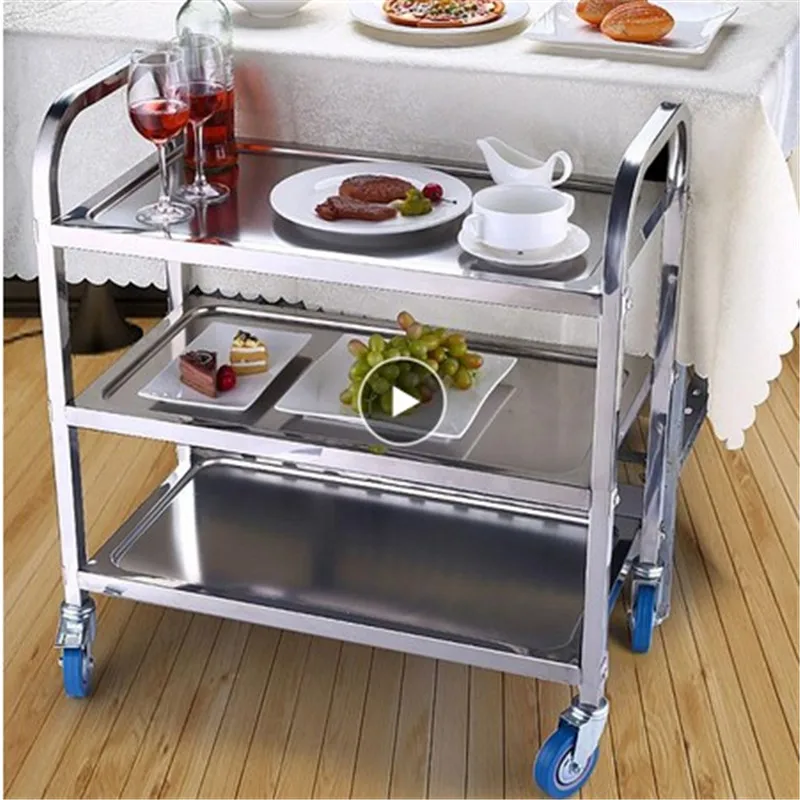 

Kitchen Islands Trolleys Hotel Car Tableware Waste Cans Stainless Steel Storage Rack Metal Removable Cart French Delivery Waste