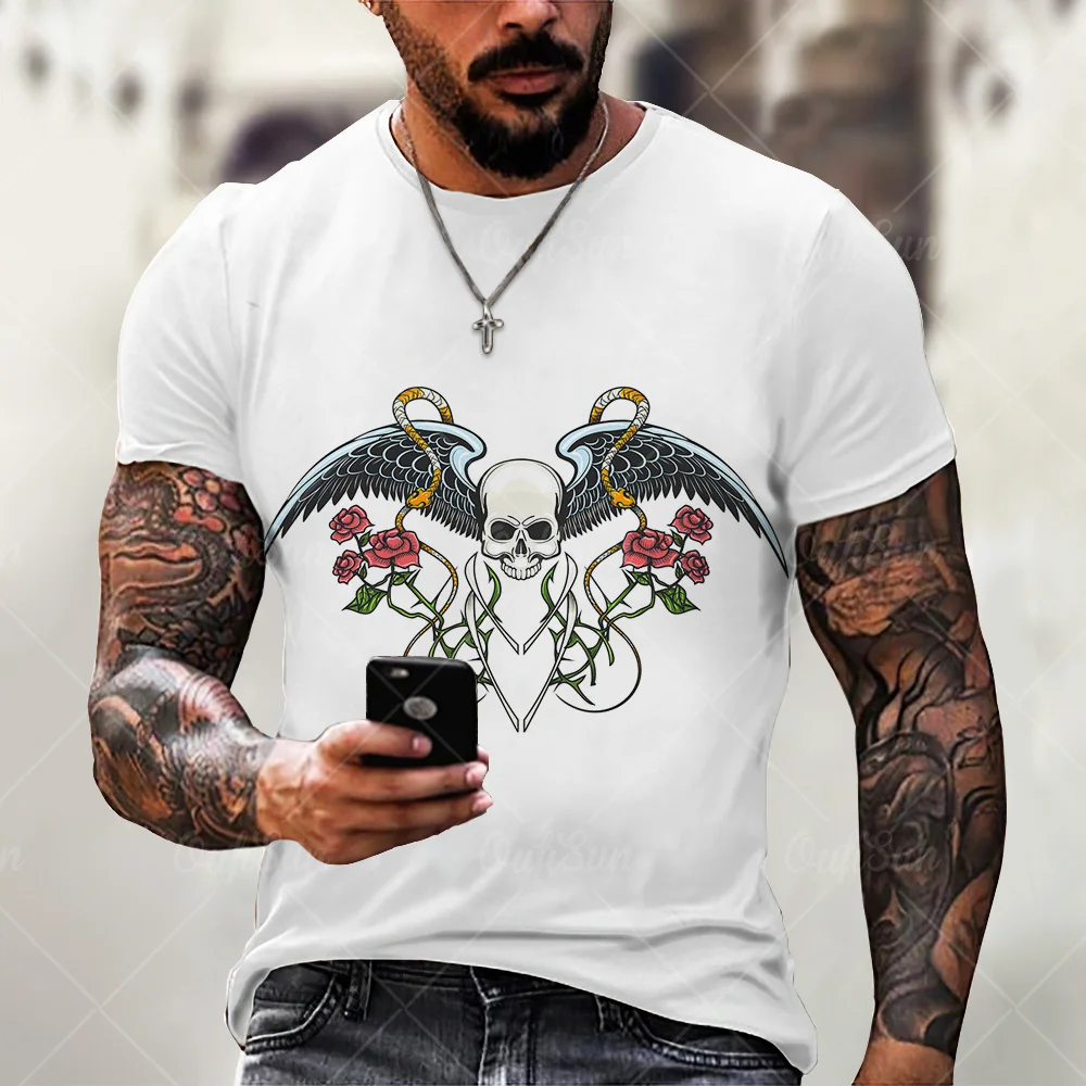 

Fashion Summer Hip-hop Street 3D Printing Horror Skull Pattern Male/Female T-shirt Personality Trend Loose Oversized Top XXS-6XL