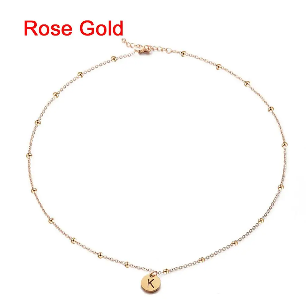 Ожерелье с подвеской инициалами женские из нержавеющей стали A Z цепочка бусинами