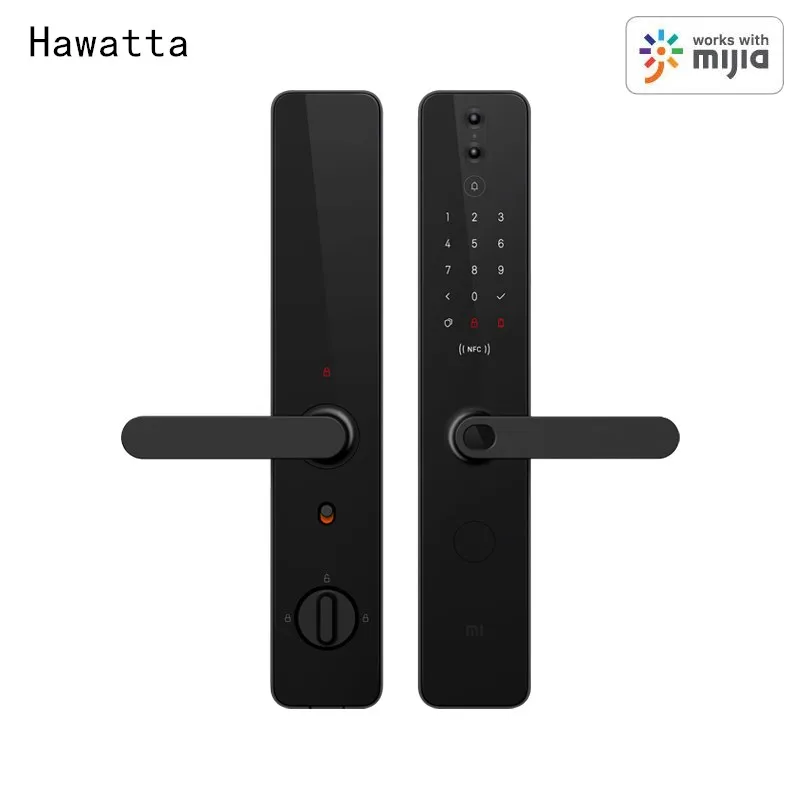 

Умный дверной замок Hawatta Mijia Pro с камерой 1080P, блокировка паролем, Распознавание отпечатков пальцев, NFC разблокировка с приложением HomeKit и Mi Home