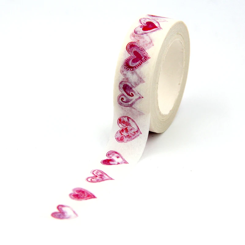 

1PC 15mm*10m Kawaii Christmas Red Heart White Washi Tapes for Scrapbooking Stickers Adhesive Masking Tapes Stationery