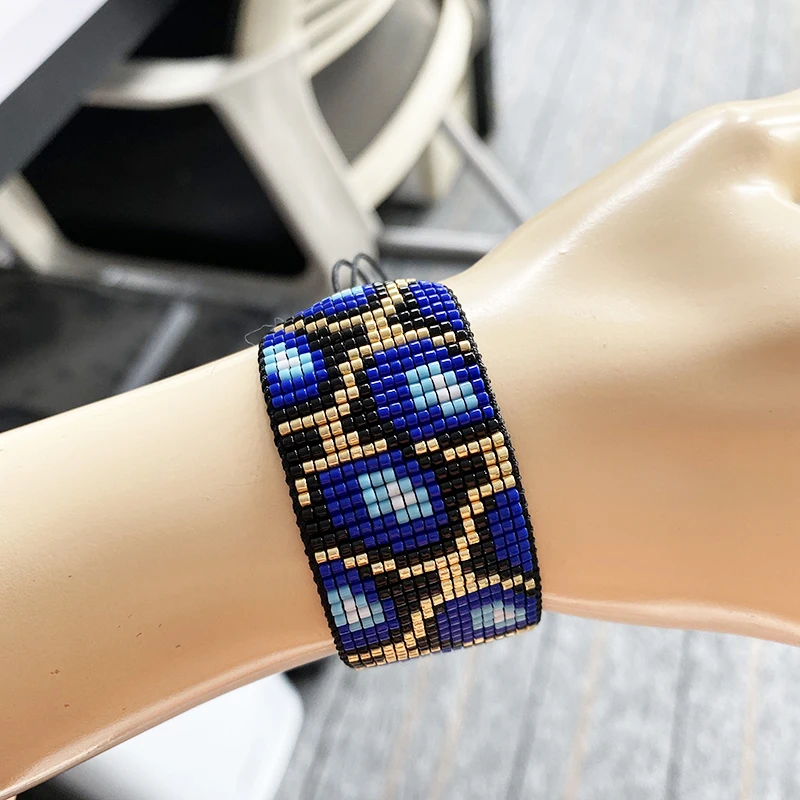 

Rttooas Tortoise Pattern Cuff Bracelet Blue MIYUKI Bracelets Women Pulseras Fashion Summer Handmade Loom Beads Jewelry 2019