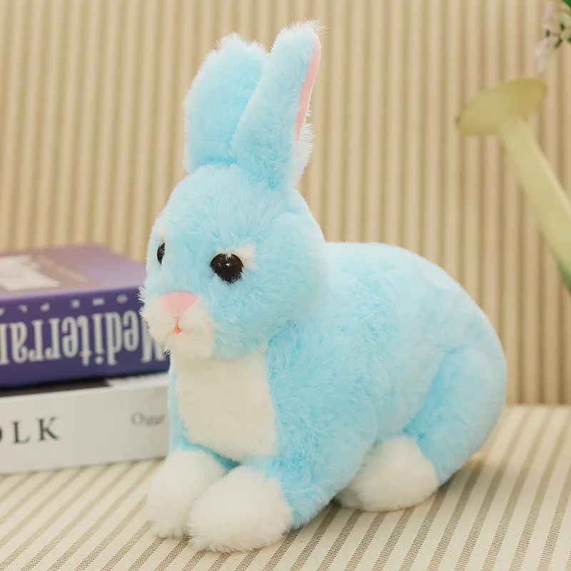 Новая плюшевая игрушка-кролик имитация белого кролика синего и серого цвета