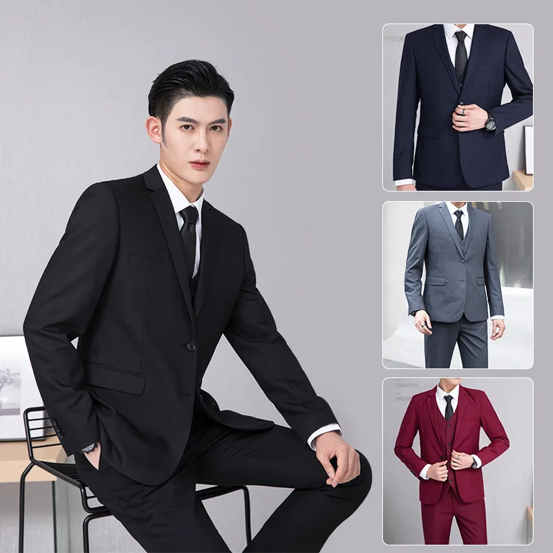 

2022 Fashion New Men's Business Casual Solid Color Suits / Male Two Button Blazers Jacker Coat Trousers Pants