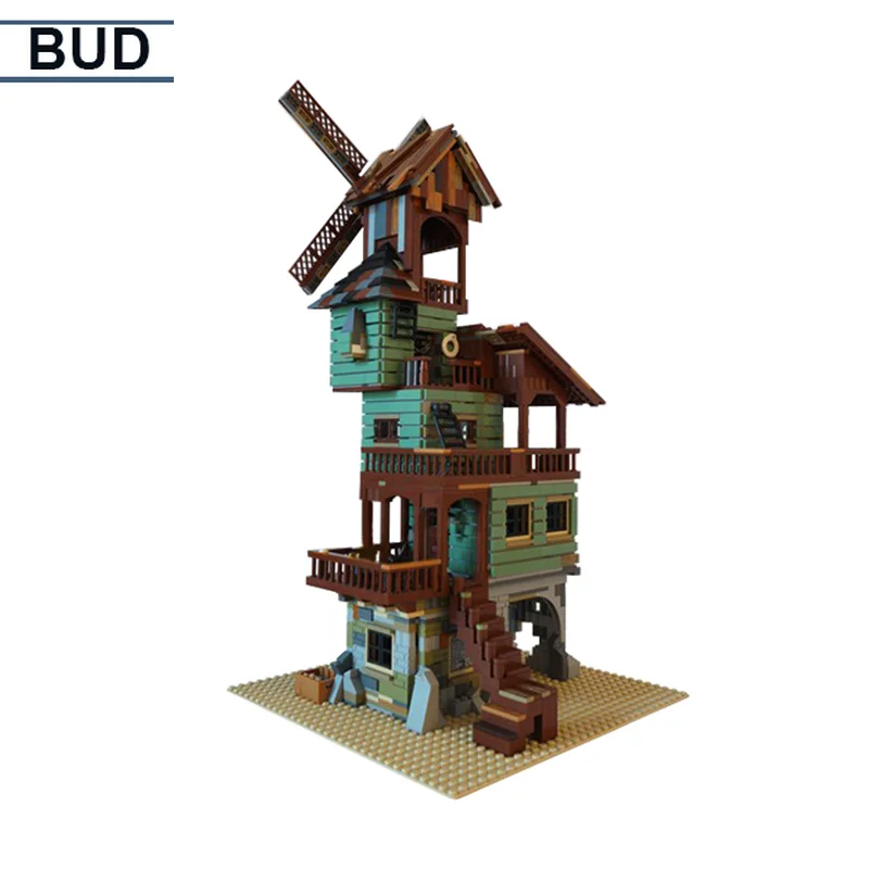 

MOC 24737 Seaside pier old factory fish house sea street view model street view building blocks toy pack Christmas gifts