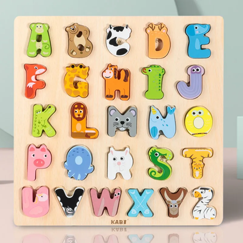 

ABC Puzzle animals Wooden Toys Early Learning Jigsaw Letter Alphabet Puzzle Preschool Educational Baby Toys for Children