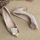 Туфли-лодочки женские, на массивном каблуке, с острым носком