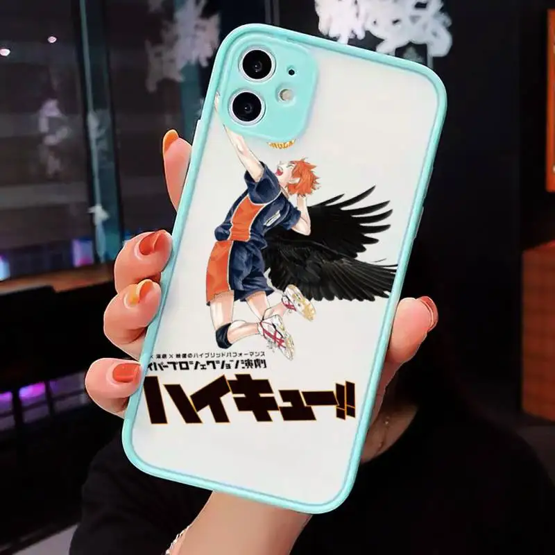 

Anime volleyball boy Phone Cases Matte transparent For blue iPhone 12 Mini 11 Pro XR XS Max 7 8 Plus X Back Cover