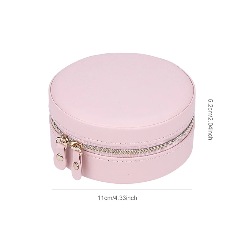 Круглые Женские коробки для ювелирных изделий из искусственной кожи