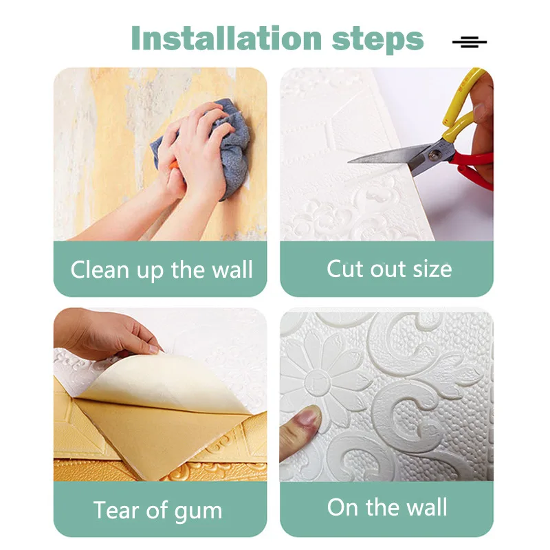 

3D Brick Wall Stickers DIY Self Adhensive Decor Foam Waterproof Wall Covering Wallpaper For TV Background 10 pieces packing