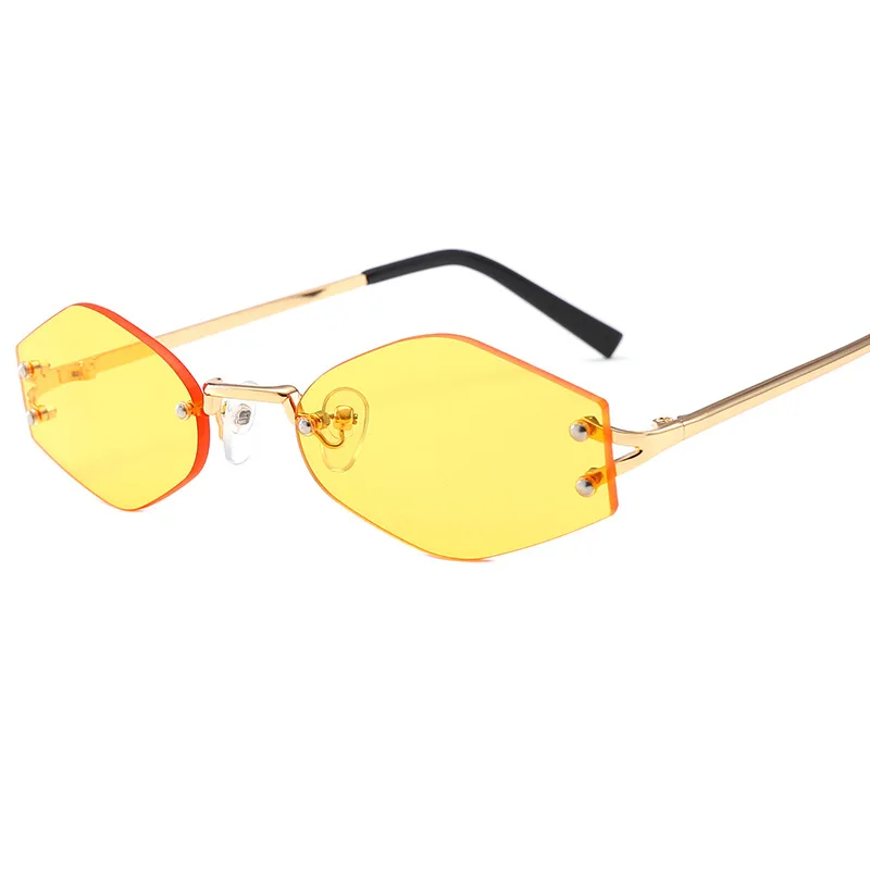 

Vintage Rimless Brand Designer Hexagonal Sunglasses Women Men Retro Driving Mirror Sun Glasses Female Male Oculos De Sol