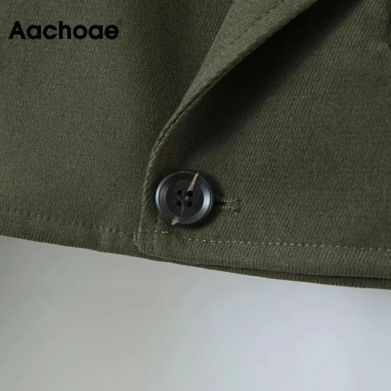 

Aachoae Fashion Cropped Corduroy Jacket Women Long Sleeve Casual Outerwear Coat 2020 Streetwear Turn Down Collar Short Tops