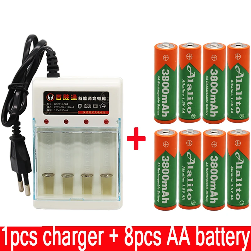 Белый Бренд AA перезаряжаемая батарея 3800mah 1,5 V Новая Щелочная перезаряжаемая батарея для led светильник игрушка mp3 с зарядным устройством - Цвет: Белый