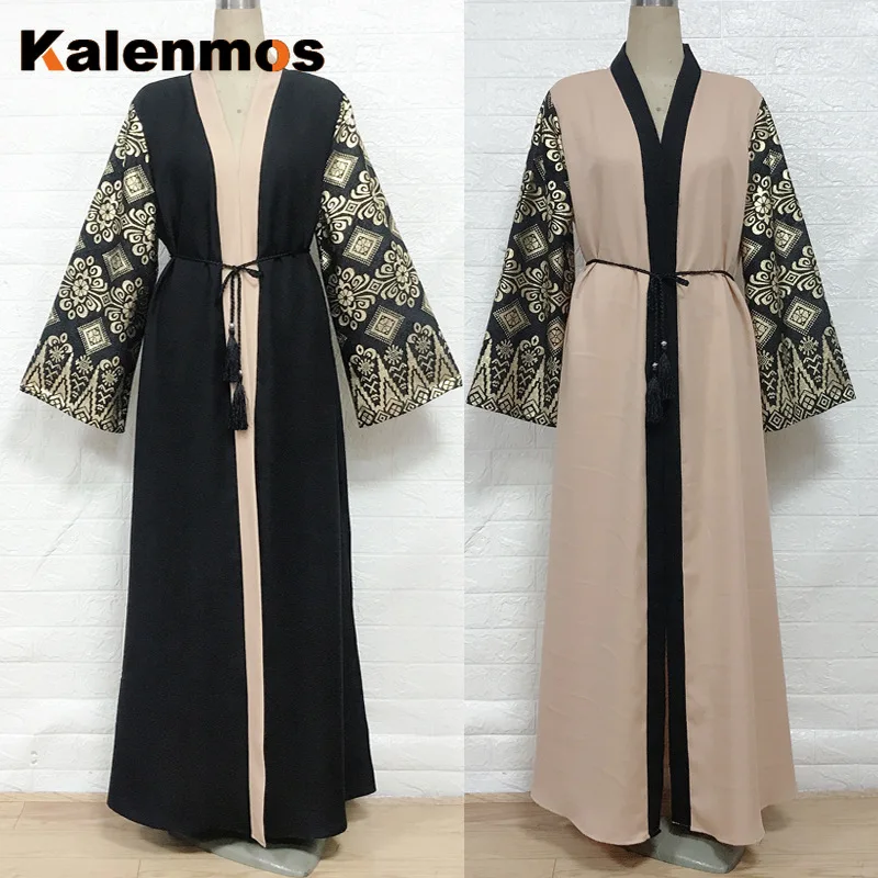 

Женское платье-Кафтан Kalenmos Eid, мусульманское платье-хиджаб с принтом марокканского кафтана, на шнуровке, в стиле Рамадана, мусульманская мол...