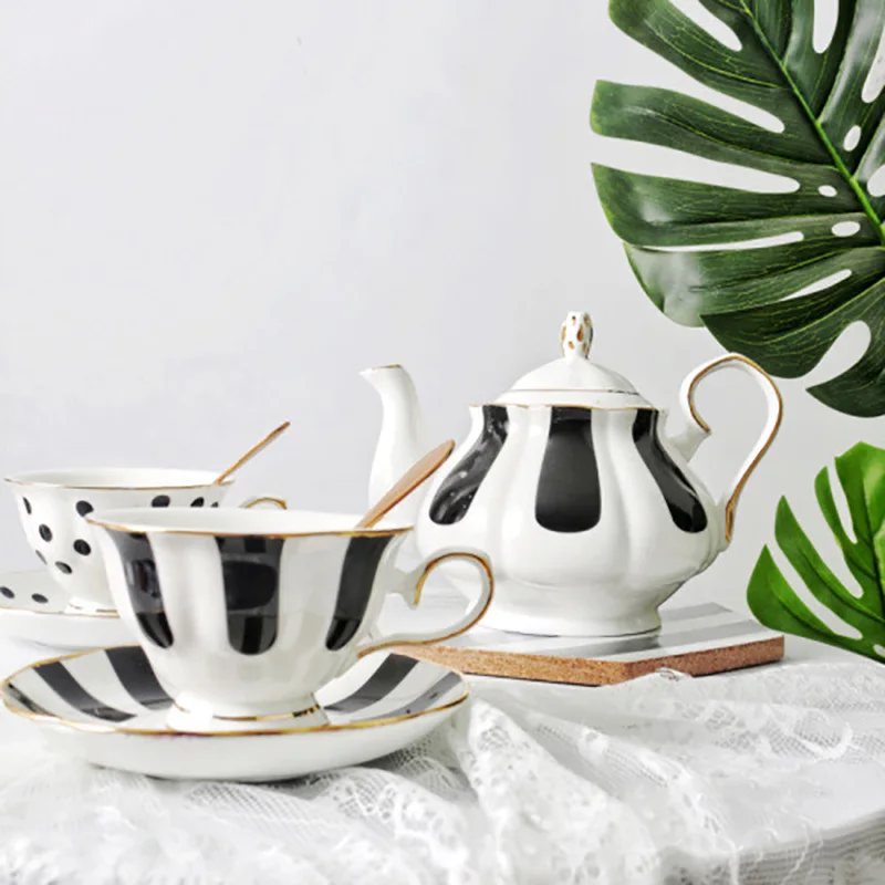 Ceramic Coffee Cup Afternoon Tea Drinkware Set Golden Rim Mi