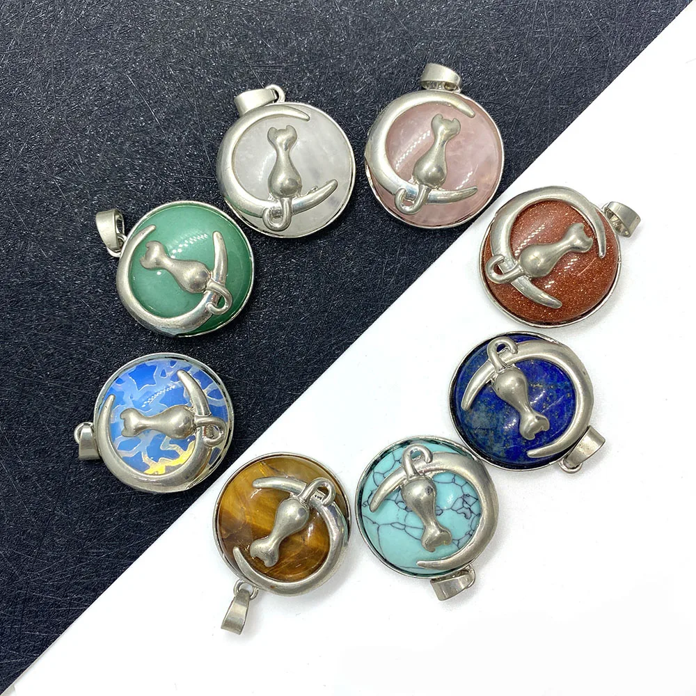 Натуральный лунный камень Модный кулон в виде кота Lapis Lazuli опала для изготовления