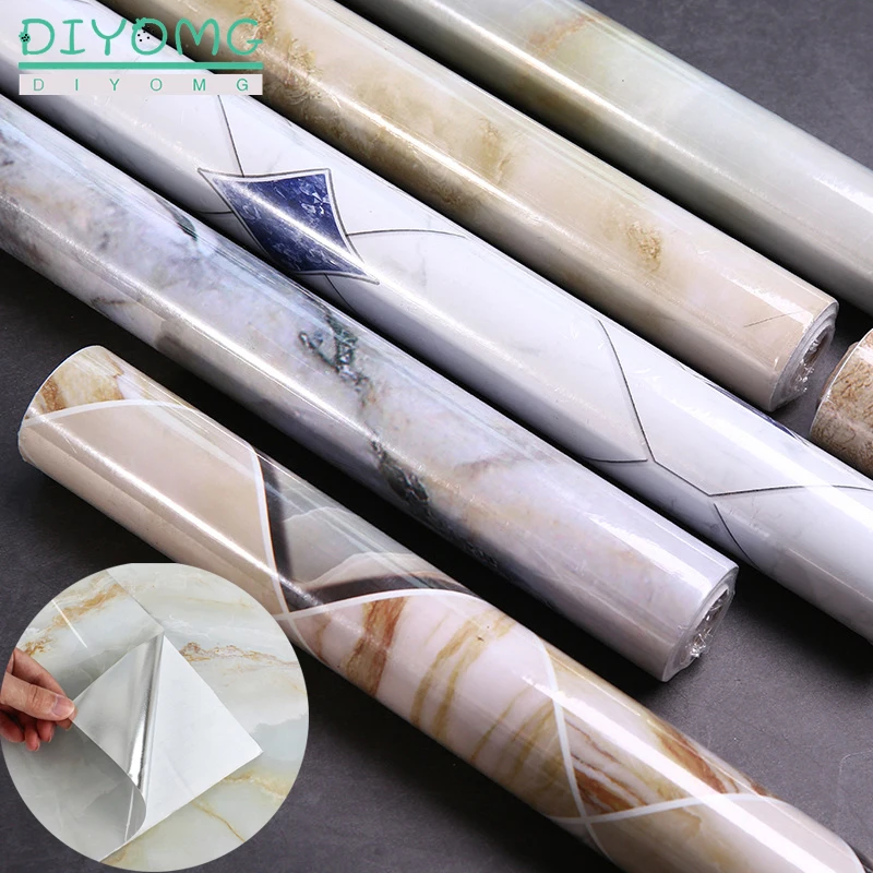 kitchen oil proof marble stickers pvc waterproof self adhesive aluminum foil wallpaper bathroom desk cabinet contact paper vinyl free global shipping