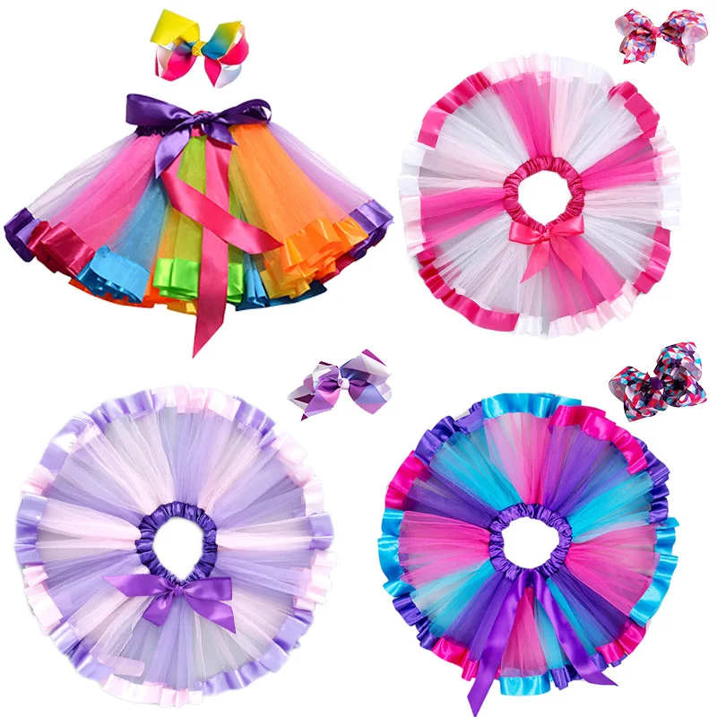 Юбка пачка для маленьких девочек Радужная фатиновая юбка детская одежда
