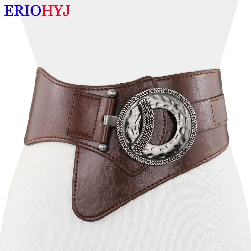 

Lady Leather Waistband Women's Genuine Leather Belt Skirt Trim Fur Coat Down Jacket Belt Black Elastic Wide Waistband Y-025