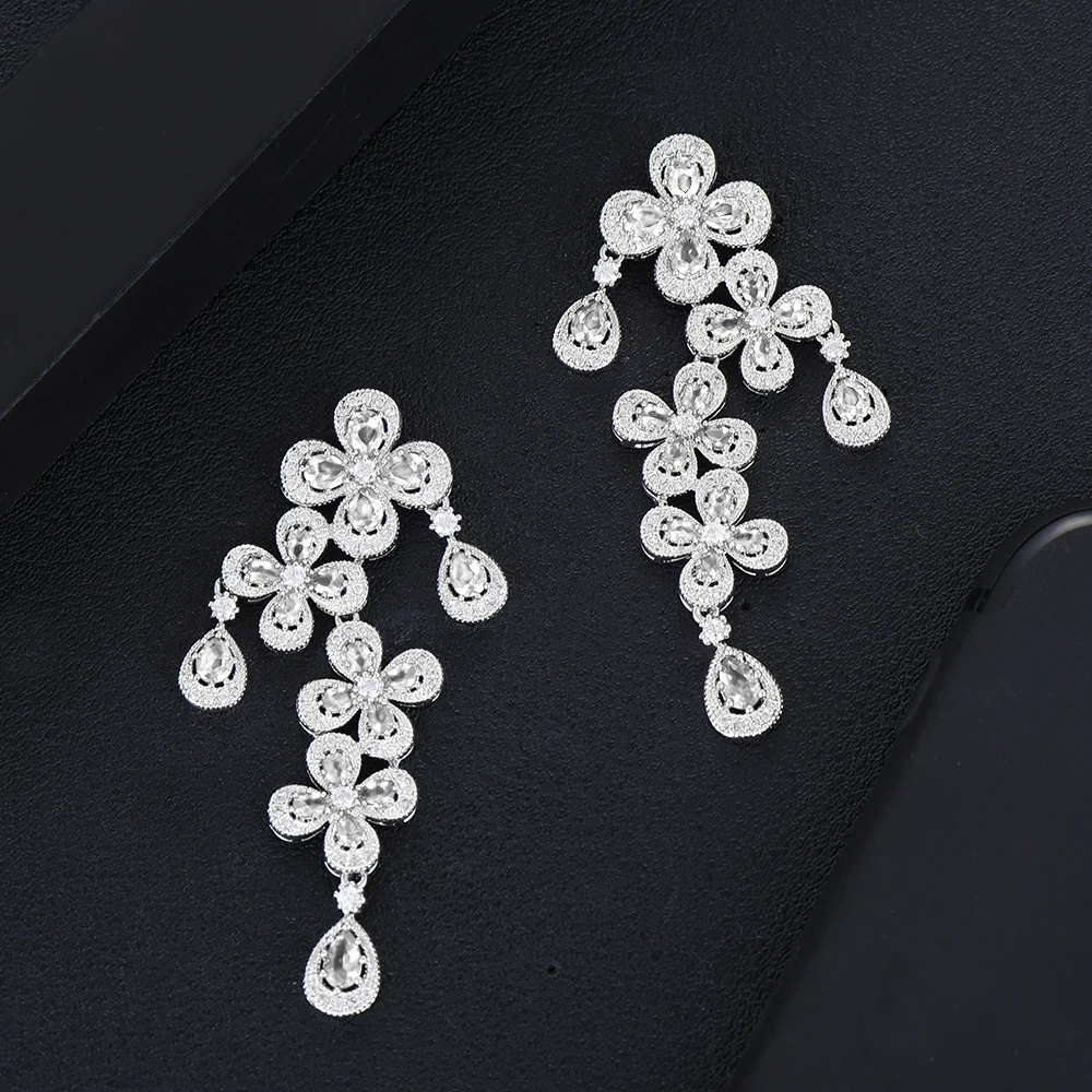 GODKI цветочные разноцветные серьги с фианитом для женщин свадебные кубическим