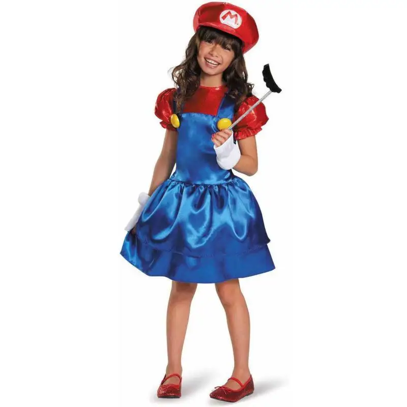 

Маскарадный костюм для девочек Miss Mario, костюмы для косплея, детский игровой набор для игр Супер Марио, тематическое платье на Хэллоуин, карна...