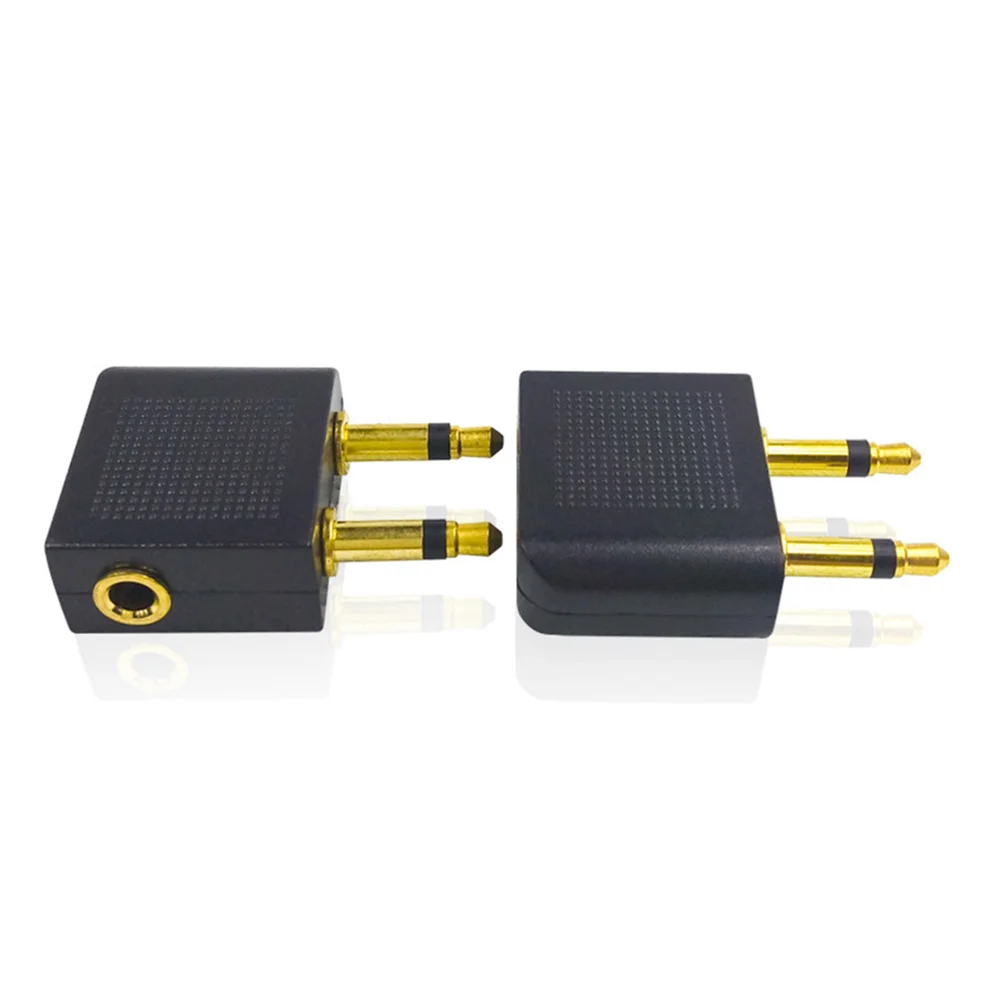 

2pcs Female Stereo To 2 Male Mono Airplane Headphone Jack Audio Adapter 3.5 Jack Socket Double Adapter