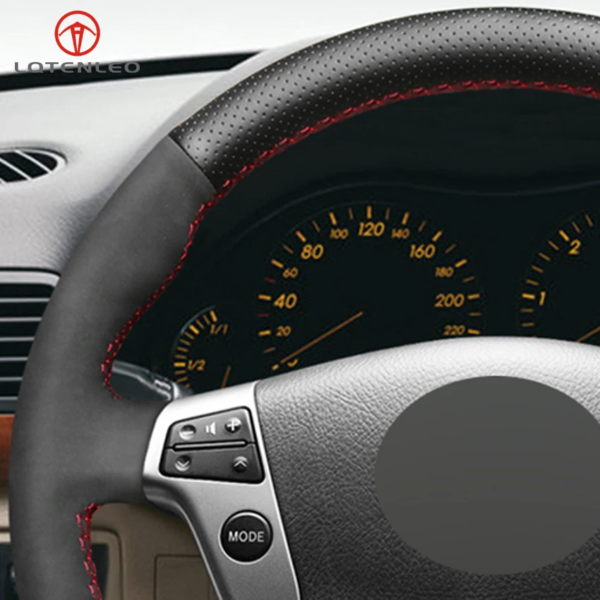 LQTENLEO черный замшевый чехол рулевого колеса автомобиля из натуральной кожи для
