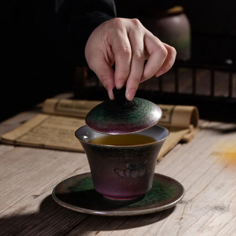 Керамическая посуда Tureen позолоченный металлический глазурь чайные предметы