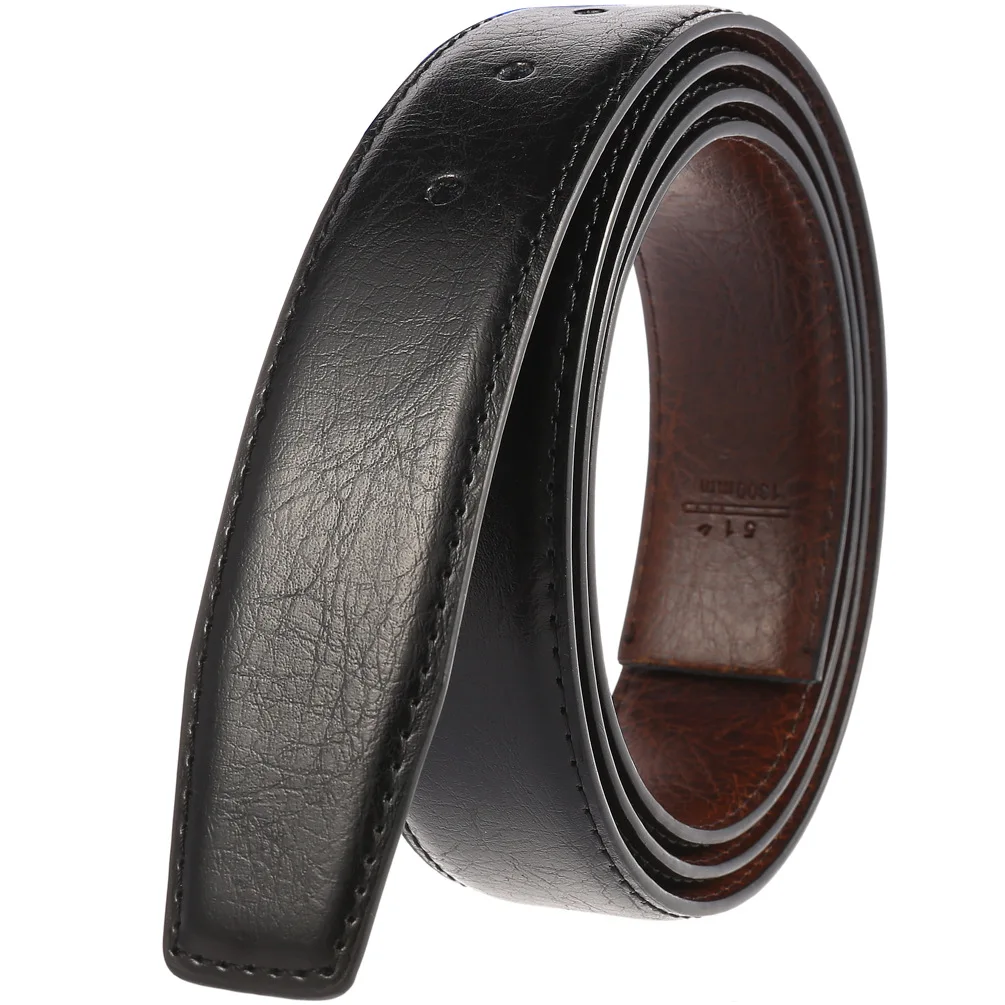 High Quality Men Leather Belt With Holes No Buckle Black Coffee 2 Sides Can Be Used