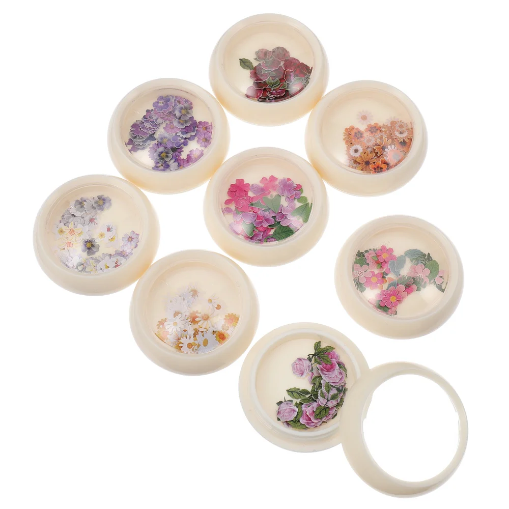 

8 Boxes Flower Nail Beauty Stickers Wood Pulp Nail Decal Nail Art Decors