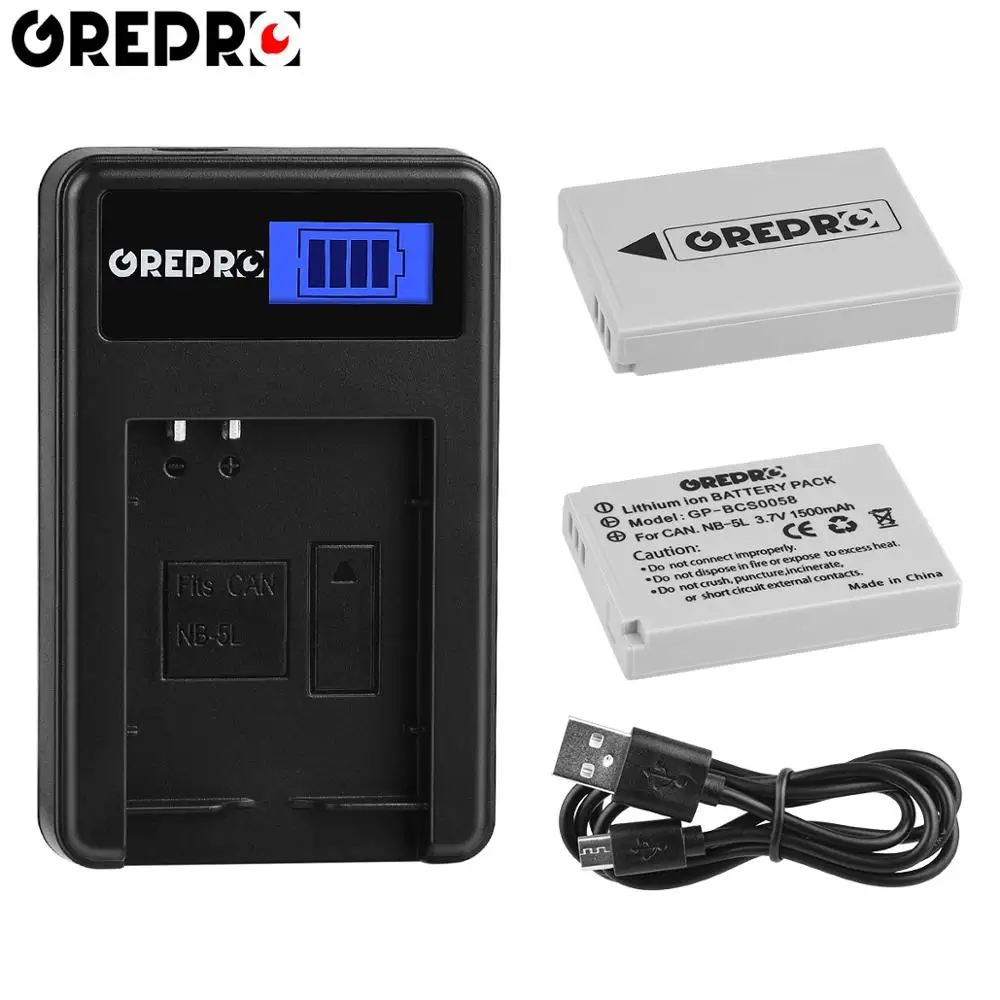 

1500mAh NB-5L NB 5L NB5L Rechargeable Battery + USB LCD Charger for Canon 900 Ti SD790 IS SD950 SD900 SD990 z1 SX200 SX230