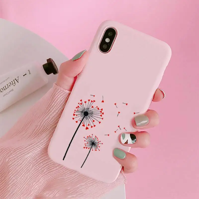 

Dandelion Simple flower Phone Case Candy Color for iPhone 6 7 8 11 12 s mini pro X XS XR MAX Plus
