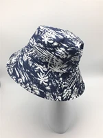 women canvas floral print bucket hat girl coconut palm printed bucket hat denim color fisherman hat cotton sun prevent hat